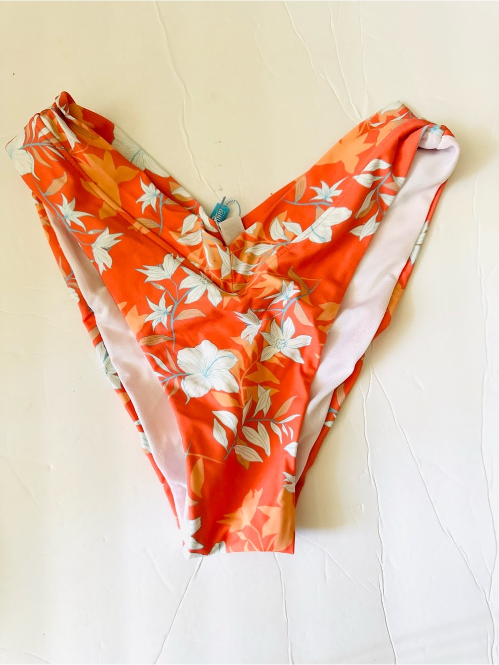 BINGO Surf Orange Floral Hibiscus Paradise Swim Bottoms Sz XL